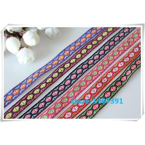 20yards/lot wide 1.3cm Woven Jacquard Ribbon Geometric pattern for hat curtain and clothing accessory LS-9330
