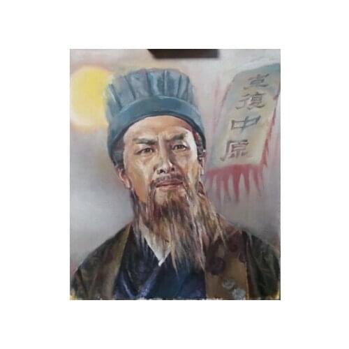 TOP GOOD 100% handpainted oil painting --CHINA statesman strategist Zhuge Liang Portrait - -Free shipping cost