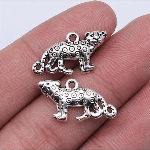Tristana 20pcs 22x12mm Antique Silver Color Leopard Charms Pendant For Jewelry Making DIY Jewelry Findings