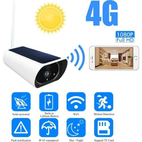 4G Solar Powered 1080P Bullet IP Camera waterproof outdoor Security cctv camera with Night Vision Motion Detection