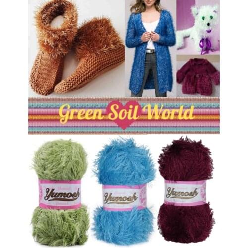 Feather Fringe Knitted Yarn - 21 Color Options 150 Meters (100gr) Hand Knitting Ball - Madame Tricote Yumosh - Multicolor - Blanket - Sweater - Hobby - Carpet - Rug - Polyester - Patterned - Baby DIY