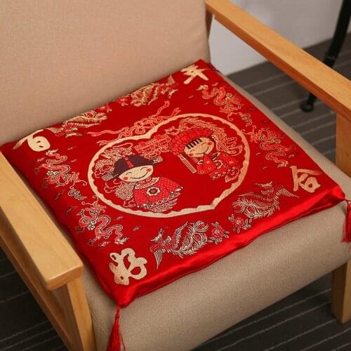 High Grade Ice Cotton Kneel Cushion Exquisite Embroidered Loving Heart Wedding Offering Tea Mat Dragon Phoenix Pattern Hassock