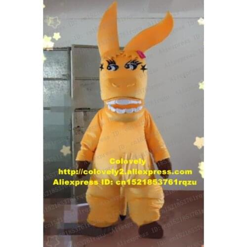 Yellow Donkey Burro Mule Hinny Mascot Costume Adult Cartoon Character Planning And Promotion Canvass Business Orders zz5590