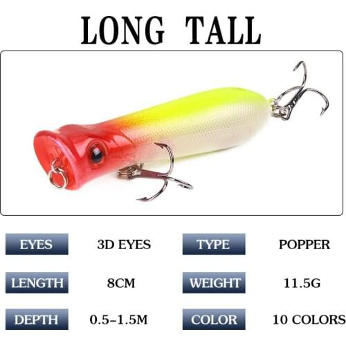 1Pcs 3D Painting Stripe Popper Hard Bait Floating Wobblers Minnow Artificial Lures For Sea River Pesca Tackle