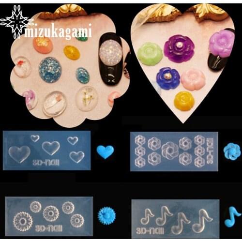 1pcs UV Resin Jewelry Liquid Silicone Mold Gear Musical Note Flowers Heart Small Resin Charms Molds For DIY Making Nail Art Mold