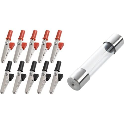 10 Pcs Fast Blow Type Glass Tube Fuses 6X30mm 250V 2A ​with 10A Handle Electrical Crocodile Alligator Clips
