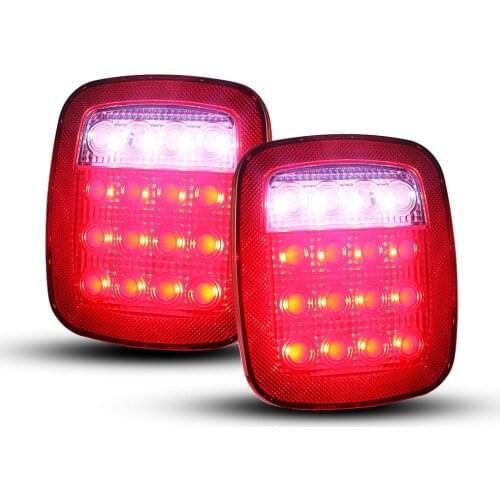 2X LED Stop Tail Lights Running Brake Reverse Rear Taillight For Jeep Wrangler TJ