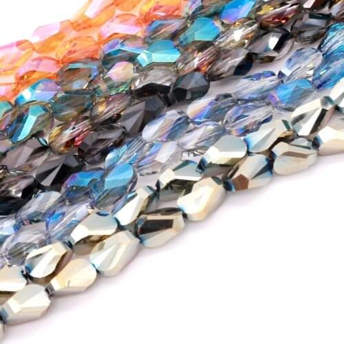 350pcs/lot Mini Popular Jewelry Earrings Ornament Crystal Beads 9x6mm Plated Color Sector Water Drop Shape Cheap Fashion Beads