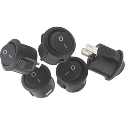 50/100 pcs KCD1-105 16mm Diameter Small Round Boat Rocker Switches Black Mini Round Black 2 Pin ON-OFF Rocker Switch