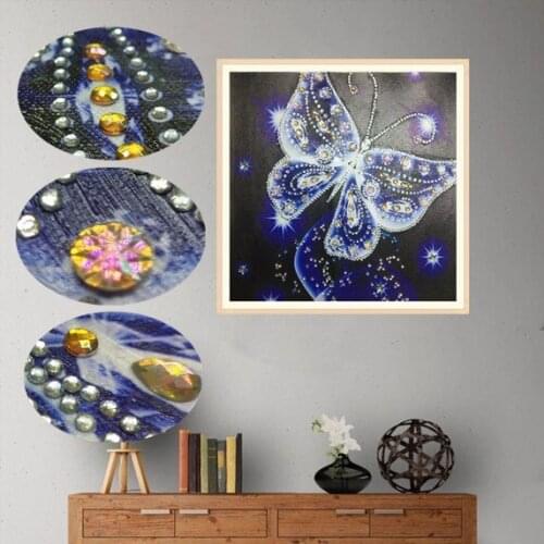 5D DIY Special Shaped Diamond Painting Embroidery pink white butterfly shiny Rhinestone Cross Stitch Diamond home Decor