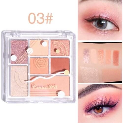 7color Mini Matte Eyeshadow Pallete Long-lasting Shimmer Eye Shadow Shiny Blush Highlighter Powder Eyeshadow Cosmetics TSLM1