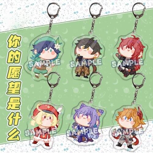 Game Genshin Impact Diluc Ragnvindr Xiao Zhongli Venti Tartaglia Star Laser Cute Keychain Acrylic Pendant Bag Charm Keyring Toy