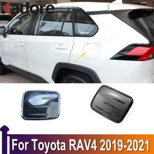 For Toyota RAV4 RAV 4 2019 2020 2021 Carbon fiber Chrome Car Fuel Oil Tank Gas Cap Cover Trim Sticker Car Accessories