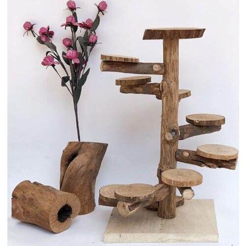 Pet climbing tree stump chinchilla hamster golden silk bear apple wood climbing ladder revolving staircase tree stump platform