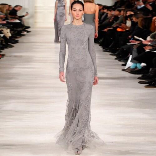 Elegant Long Sleeve Lace Evening Gown Long Mermaid Prom Dress for Wedding Party Special Occasion Custom Made