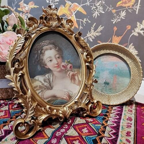 European Resin Photo Frame Gilded Hollow Out Art Bedroom Bedside Photos Organizer Creativity Palace Carving Home Decoration