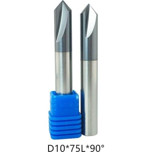 Chamfer cnc milling cutters DIA 10*75L 2f solid tungsten carbide chamfer milling cutters 90degree straight groove end mill bits