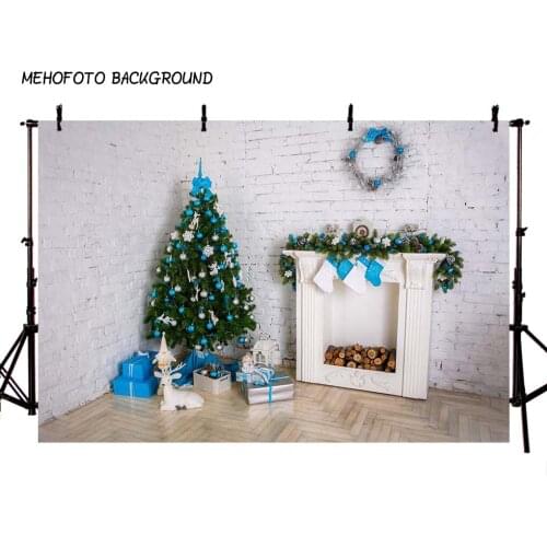 Photography Backdrops Christmas Background Fireplace Tree Winter Snow Window Interior Baby Birthday Background For Photo Studio