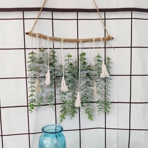 Artificial Eucalyptus Leaves Plant Tassel Wall Hanging Decoration Home Garden Holiday Party Wall Hanging Ornament