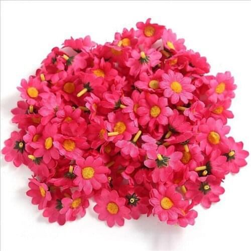100pcs Handmade Artificial Sunflower DIY Wreath Mini Flower Head Fake Flower For Wedding Decoration