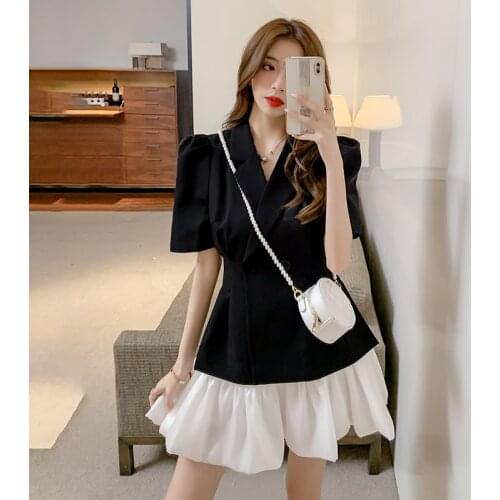 Summer V-neck Split Suit Short Coat High Waist Shawl Skirt Short Skirt Two-piece Set Suit Ensemble Femme Survetement Woman Suit