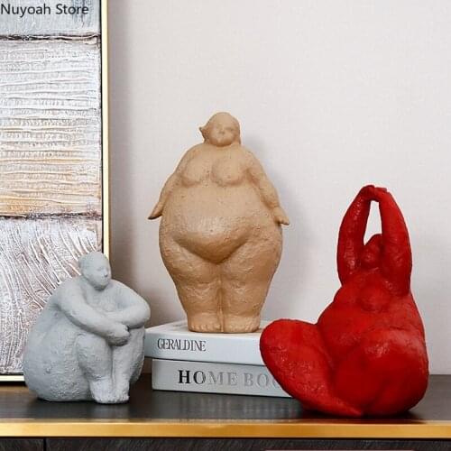 Creative Fat Woman Decoration Resin Abstract Character Artwork Statue Decoration Living Room Home Decoration Accessories Crafts