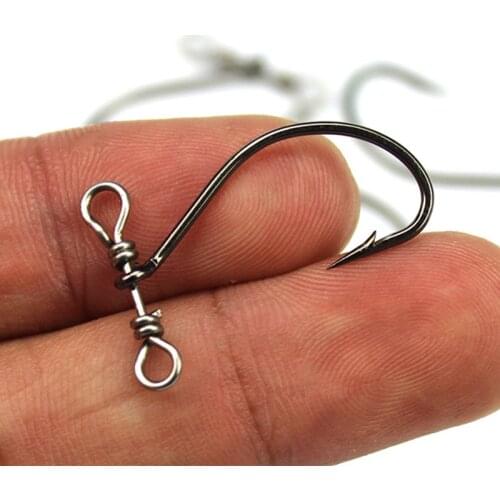 10pcs Drop Shot Hook Down Shot Rig Hook Wide Gap Worm Hook With Swivel Fishing Hook For Soft Worm Bass Fishing Tackle