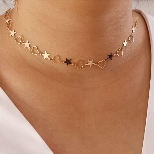 Fashion Multilevel NewHeart-shaped Rectangular Pendant Five-pointed Star Necklaces For Women Female 2021Cute Necklace Jewelry