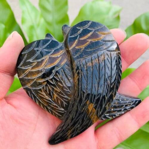 MOKAGY 3 Inch Natural Tiger Eye Quartz Stone Crystal Angel Wing 1pc