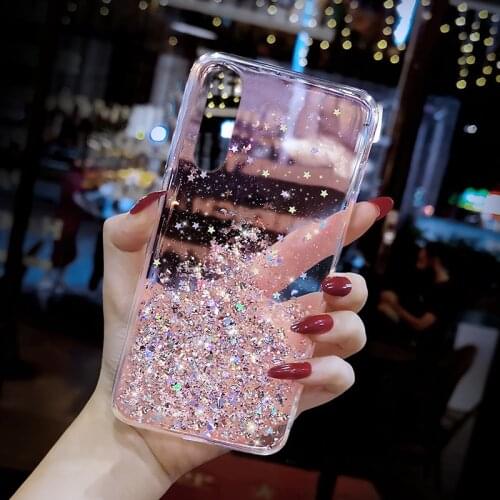 Glitter Sequins Soft Case for Samsung galaxy S20 Plus S10 Lite S9Plus J5 J7 Prime A50S A70S note 10 Pro Note20 Transparent Cover