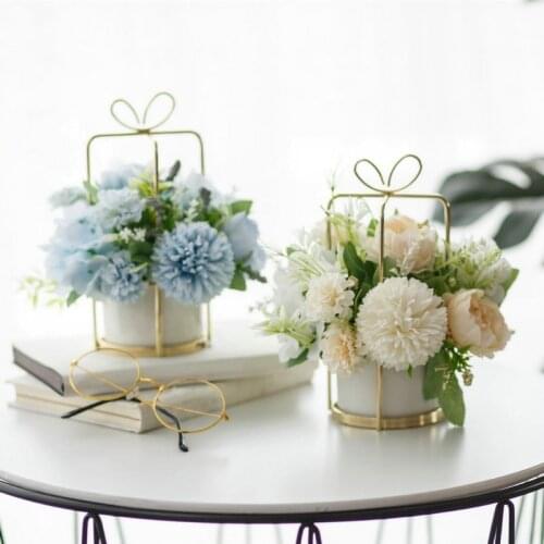 Flower Set(Flower+Vase) Vase Rose Artificial Plants Potted Wedding Home Decoration Fake Flower Flower Pots Decorative