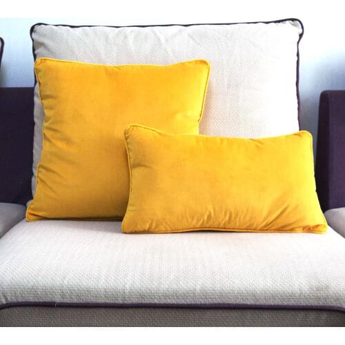 Orange Yellow Piping Design Velvet Cushion Cover Pillow Case Lovely Soft Pillow Cover No Balling-up Without Stuffing