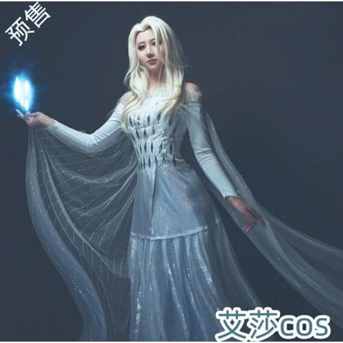 Elsa Princess Dress Halloween Christmas Adult Cosplay Costume White dress