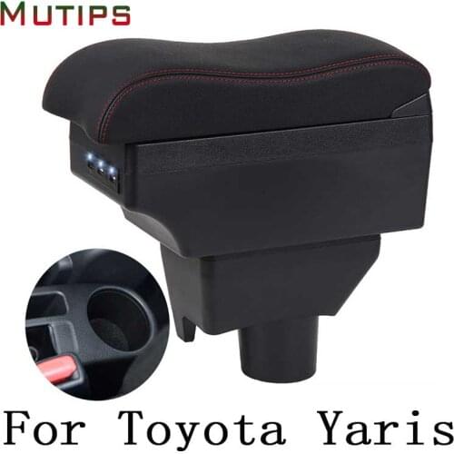 Mutips For Toyota yaris armrest box car arm rest curved storage box car-styling USB ports accessories interior parts 1998 - 2005