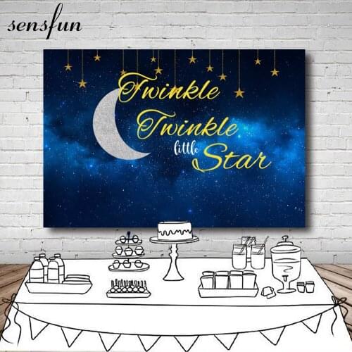 Sensfun Moon Starry Sky Twinkle Twinkle Little Star Backdrop For Photo Studio Baby Shower Children Birthday Party Backgrounds