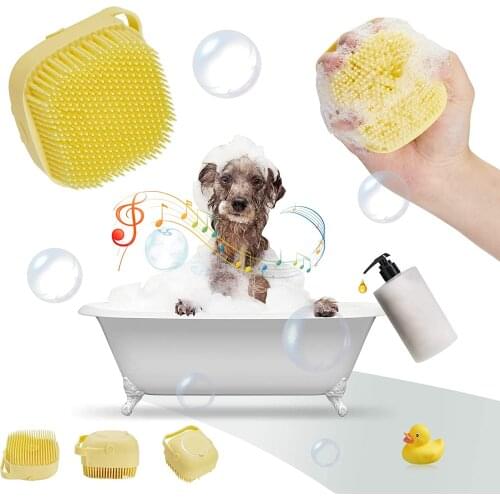 Pet Dog Grooming Bath Shampoo Brush Massage Brush With Soap Bath Glove Shampoo Dispenser Soft Silicone Dogs Cats Clean Pet Tools