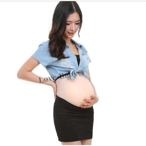 2300g seamless one piece 5~7 month silicone belly for crossdressing false prenancy