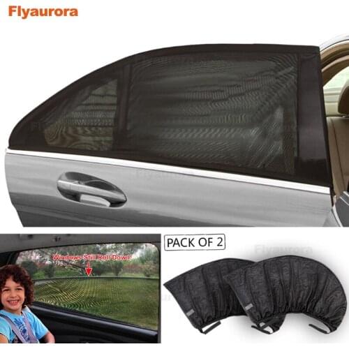 2Pcs Window Sun Shade Black Mesh Cover Child UV Protector Shield For Most Car Auto Car Side Rear Window Sun Shade Curtain Black