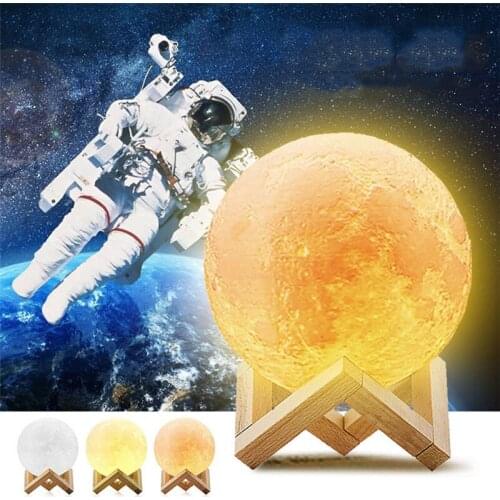 LED Night Light 3D Print Moon Lamp Rechargeable Color Change 3D Light Touch Moon Lamp Childrens Lights Starry Sky Night Lamp