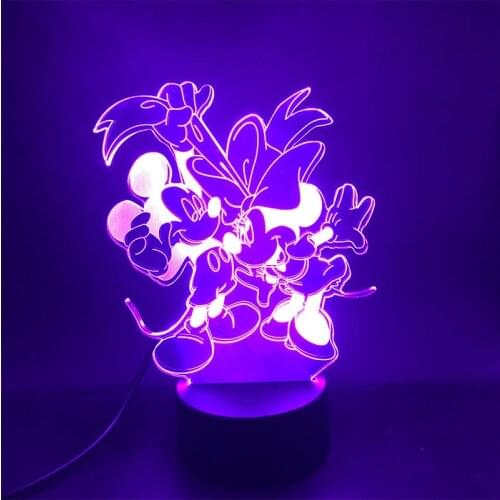 Disney Cartoon Light Mickey Minnie Mouse LED Night Light 7 Colors Change LED 3D Decorative Desk Light for Kids Bedroom Xmas Gift