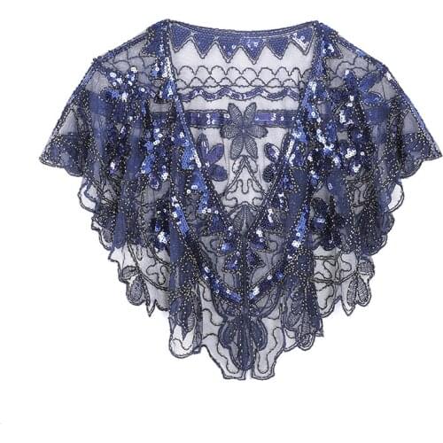 Vintage 1920s European Shawl Glitter Sequins Striped Beaded Sheer Luxury Deco Evening Cape Dance Bolero Flapper Cover Up