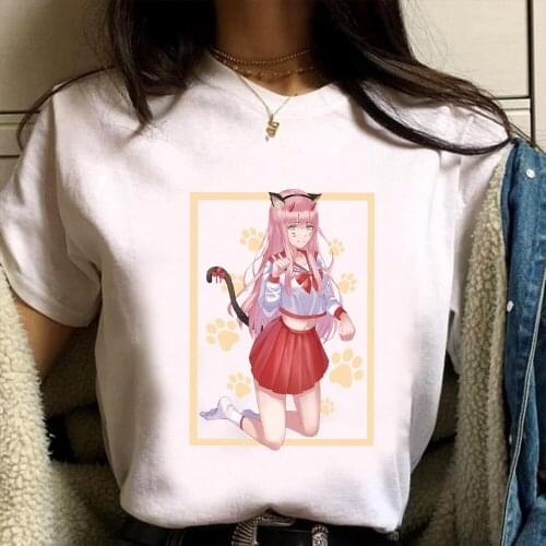 Women Kawaii T-shirt Funny Anime DARLING in the FRANXX Tees Young Beauty Zero Two Short Sleeve O-neck Tops Female