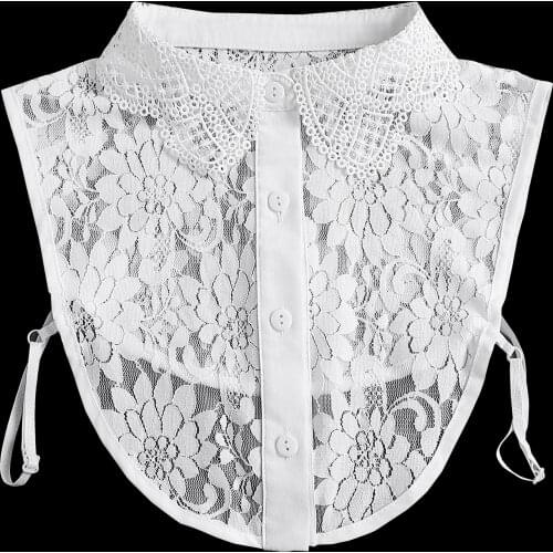 Fake Collars Women hearts embroidery kraagje nep dames Cotton Chiffon half Shirt Accessories tunic blouse White Black False Col