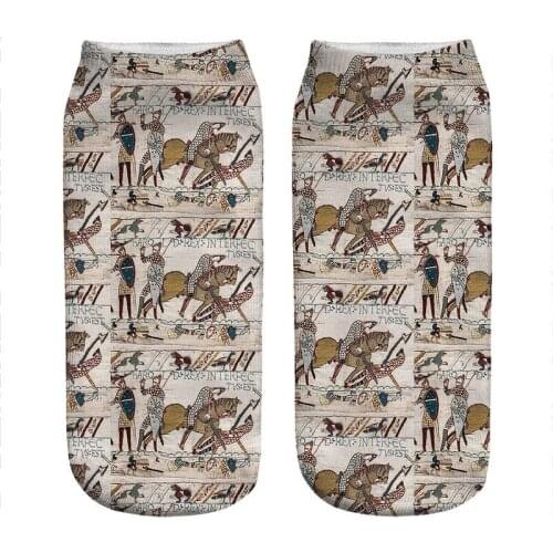 Womens socks kawaii Retro Bayeux Tapestry Printed Socks Woman harajuku Happy Funny Novelty cute girl gift Socks for women