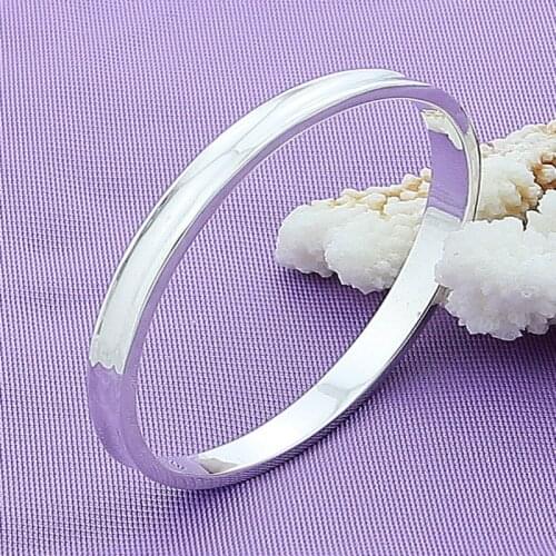 DOTEFFIL 925 Sterling Silver Concave Smooth Bangle Bracelet For Woman Wedding Engagement Fashion Charm Party Jewelry