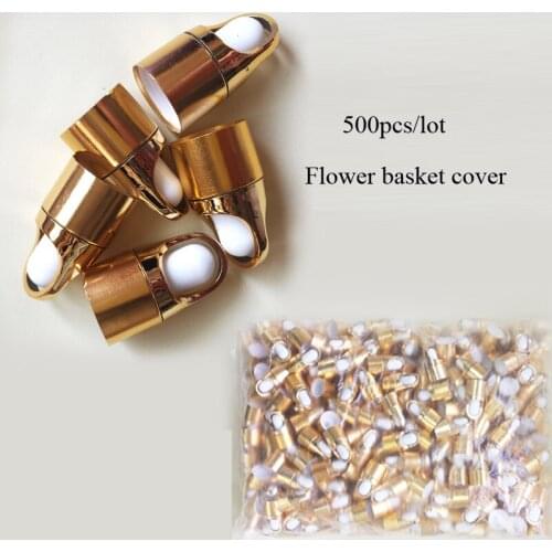 500pcs/lot Gold Flower Basket Cover with Glass Drop Pipette for 5/10/15/20/30/50/100ml Essential Oil/Perfum Bottles wholesale