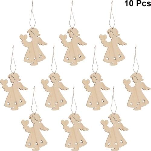 10pcs Wooden Hanging Christmas Wooden Cutouts Gift Tag Creative Shape Pendant Craft Ornament Christmas DIY Pendant Accessories D