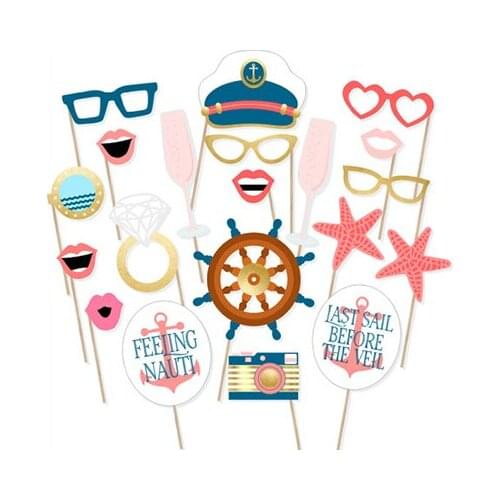 20pcs/set Nautical Theme Wedding Decorations DIY Captain Mask Photo Booth Props Happy Birthday Photobooth Props Party Supplies