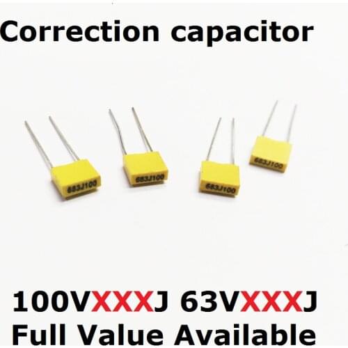 20PCS Correction capacitor 100V 153J/124J/105J 63V 154J/224J/334J/474J/225J Polypropylene Film 0.15/0.22/0.33/0.47/2.2/1/UF/15NF