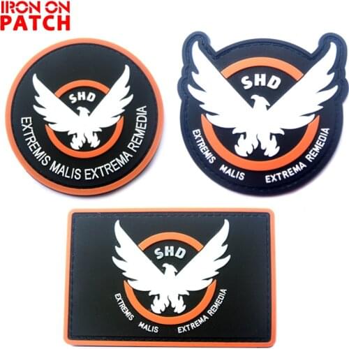 3PCS Game Airsoft Cosplay PVC Patch The Division SHD Wings Out Badge Military Armband Tactical Rubber Patches